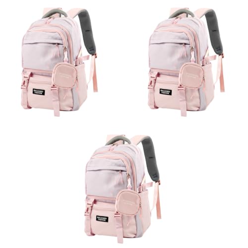PALAY® Girls Backpack School with Small Zipper Pouch Fashion Pink Nylon Padded Shoulder Straps Handle Design Multi Compartment Large for Camping Travel 3 PCS PALAY® Girls Backpack School with Small Zipper Pouch Fashion Pink Nylon Padded Shoulder Straps Handle Design Multi Compartment Large for Camping Travel 3 PCS